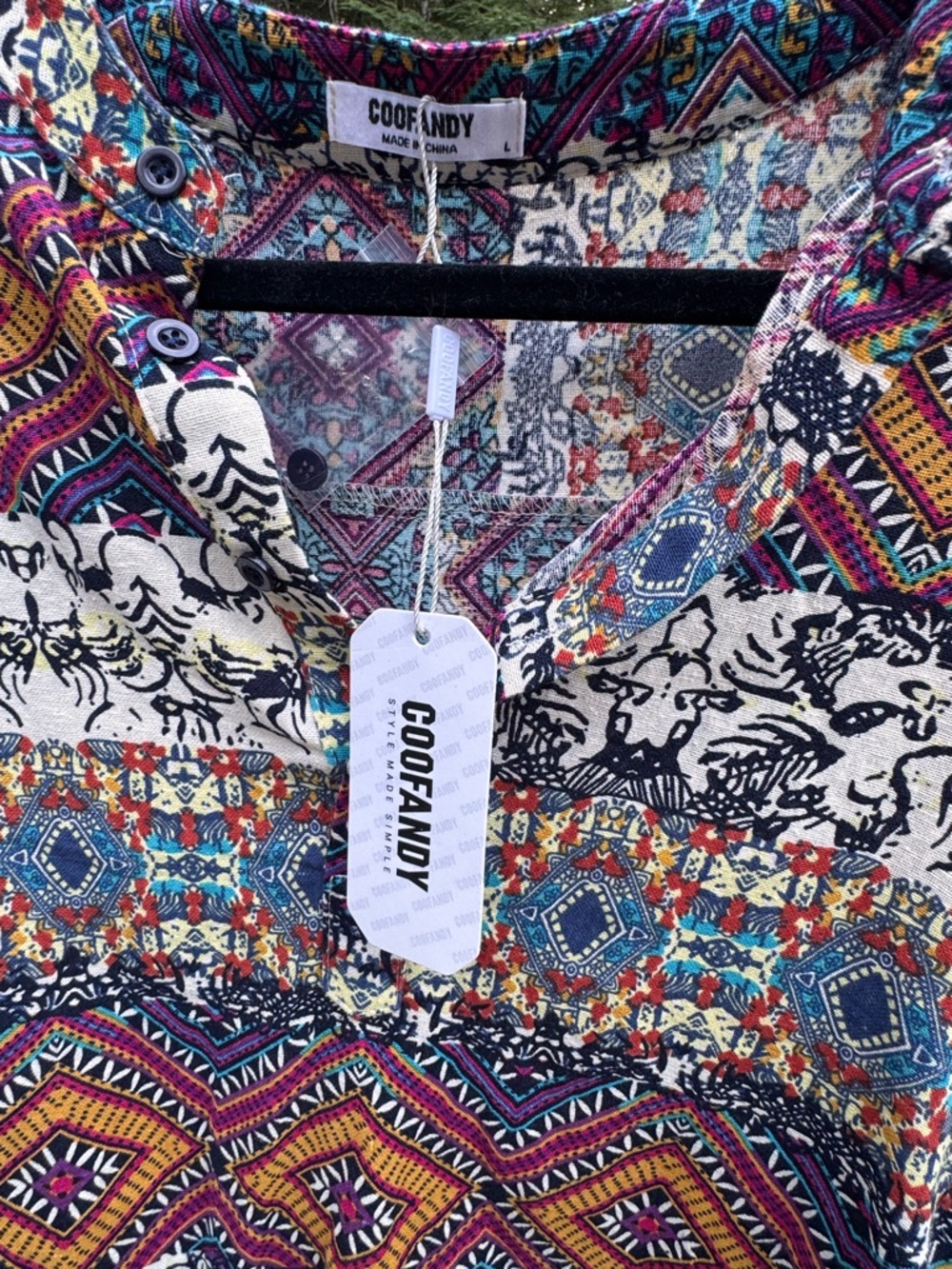 Boho Aztec V-Neck Tunic Top - Multicolor - Picture 3 of 4